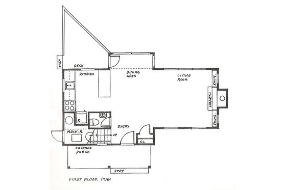 Floor Plan - Main Floor for Farmhouse House Plan #510-3 - 2 bed, 1.5 bath