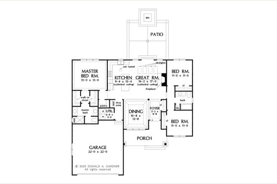 Floor Plan - Main Floor for Farmhouse House Plan #929-1133 - 3 bed, 2 bath