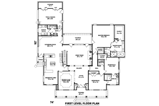 Floor Plan - Main Floor for Southern House Plan #81-1649 - 5 bed, 4 bath