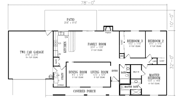 Adobe / Southwestern Floor Plan - Main Floor Plan #1-331