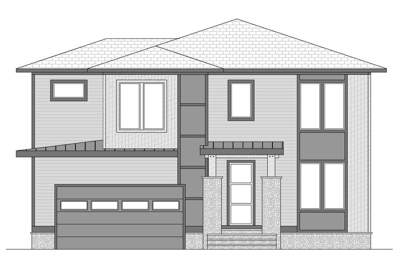 House Blueprint - Exterior - Front Elevation 3 for Modern House Plan #1080-24 - 4 bed, 3.5 bath