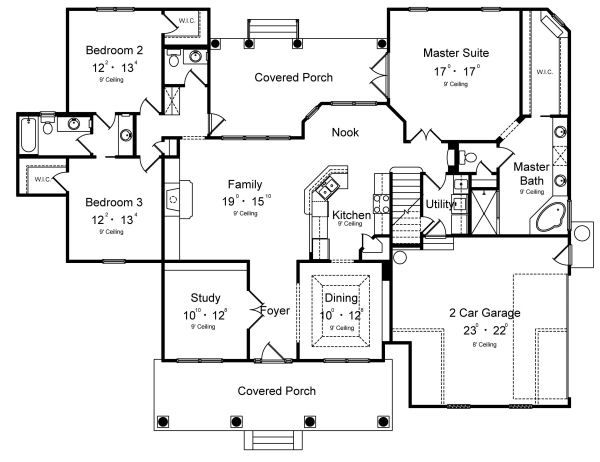Home Plan - Colonial Floor Plan - Main Floor Plan #417-219