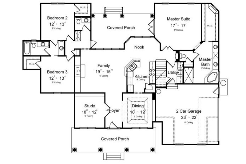 Home Plan - Floor Plan - Main Floor for Colonial House Plan #417-219 - 3 bed, 2.5 bath