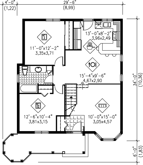 Victorian Floor Plan - Main Floor Plan #25-1219