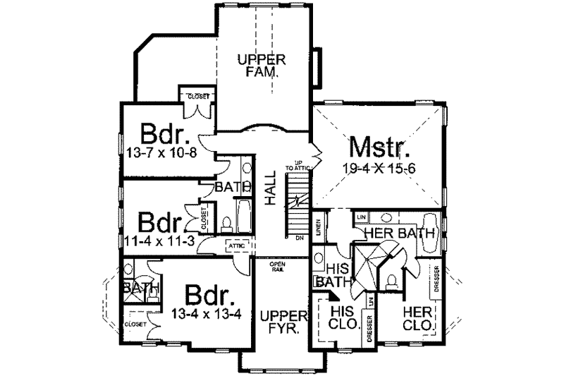Dream House Plan - Floor Plan - Upper Floor for European House Plan #119-134 - 5 bed, 5 bath