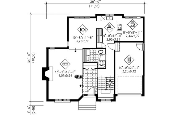 Floor Plan - Main Floor House Plan #25-2238 - 3 bed, 1.5 bath