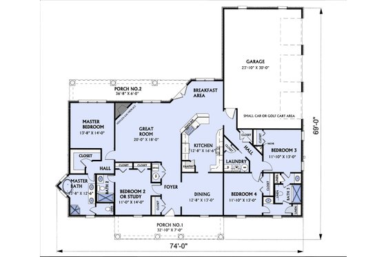 Floor Plan - Main Floor for Traditional House Plan #44-122 - 4 bed, 3 bath