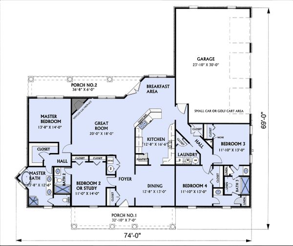 Architectural House Design - Traditional Floor Plan - Main Floor Plan #44-122