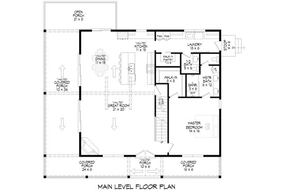 Floor Plan - Main Floor for Cabin House Plan #932-1046 - 3 bed, 2.5 bath