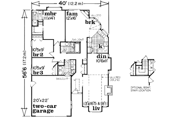 Floor Plan - Main Floor for Traditional House Plan #47-562 - 3 bed, 2 bath