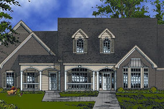 Exterior - Front Elevation for Country House Plan #40-398 - 4 bed, 3.5 bath