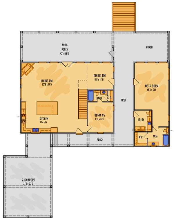 Country Floor Plan - Main Floor Plan #1081-41