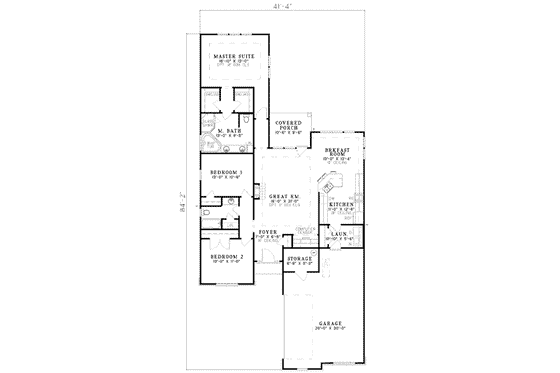 Floor Plan - Main Floor for Tudor House Plan #17-1146 - 3 bed, 2 bath