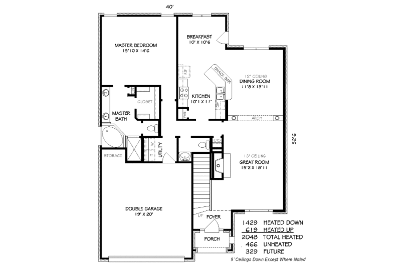 Traditional Style House Plan - 3 Beds 2.5 Baths 2048 Sq/Ft Plan #424 ...