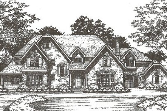 Exterior - Front Elevation for European House Plan #141-135 - 4 bed, 5.5 bath
