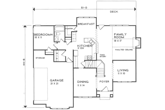 Floor Plan - Main Floor for Traditional House Plan #129-103 - 4 bed, 3 bath