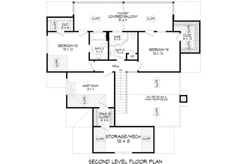 Dream House Plan - Floor Plan - Upper Floor for Farmhouse House Plan #932-984 - 4 bed, 3.5 bath