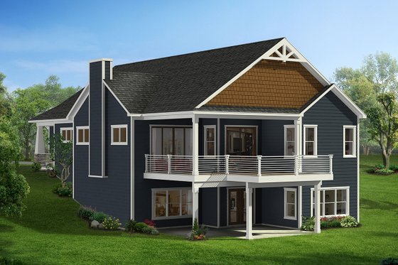 Exterior - Rear Elevation for Craftsman House Plan #1057-9 - 2 bed, 2 bath
