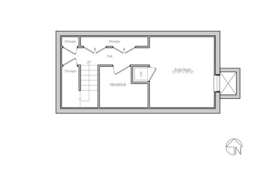 Floor Plan - Lower Floor for Modern House Plan #914-1 - 1 bed, 1 bath