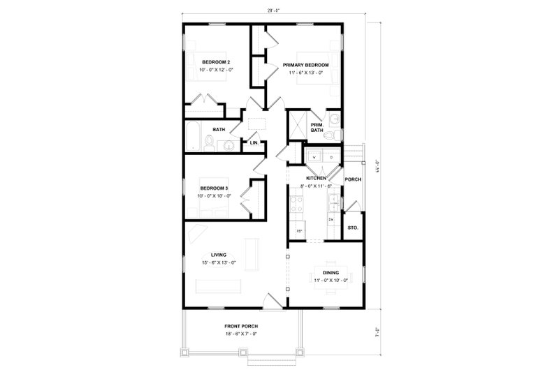 Architectural House Design - Floor Plan - Main Floor for Bungalow House Plan #936-58 - 3 bed, 2 bath