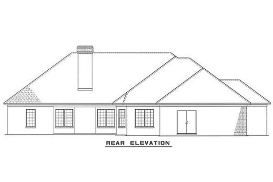Exterior - Rear Elevation for European House Plan #17-111 - 3 bed, 2 bath