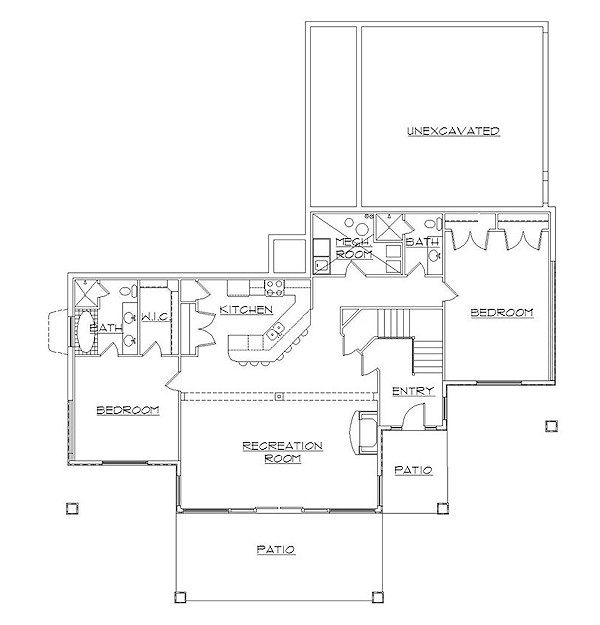 House Design - Bungalow Floor Plan - Lower Floor Plan #5-377