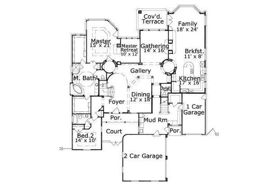 Floor Plan - Main Floor for European House Plan #411-839 - 5 bed, 4.5 bath