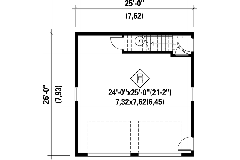 Architectural House Design - Floor Plan - Main Floor for Farmhouse House Plan #25-4752, 1 bath