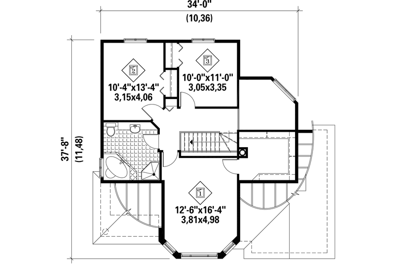 Dream House Plan - Floor Plan - Upper Floor for European House Plan #25-4867 - 3 bed, 1 bath