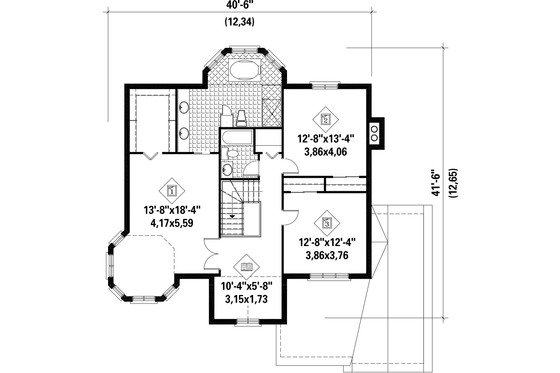 Floor Plan - Upper Floor for European House Plan #25-4693 - 3 bed, 2 bath