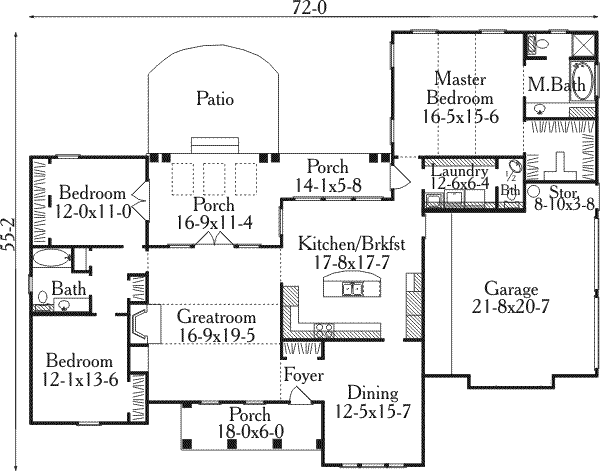 Southern Floor Plan - Main Floor Plan #406-202