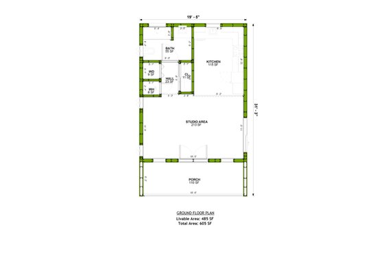 Floor Plan - Main Floor for Contemporary House Plan #1106-112, 1 bath