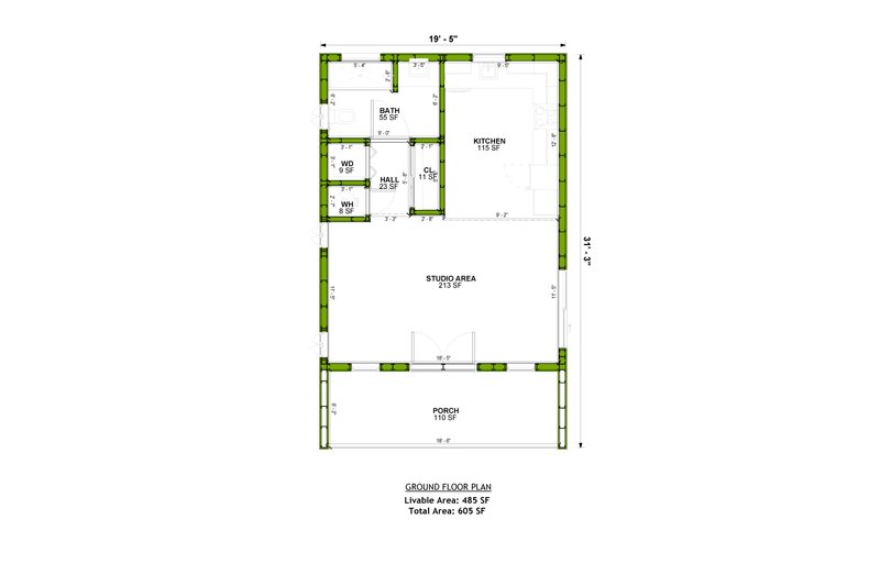 House Blueprint - Floor Plan - Main Floor for Contemporary House Plan #1106-112, 1 bath