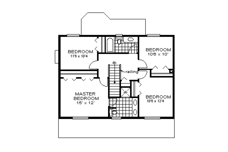 House Plan Design - Floor Plan - Upper Floor for Traditional House Plan #18-279 - 4 bed, 3 bath