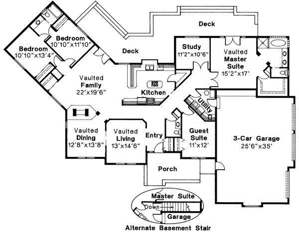 Architectural House Design - European Floor Plan - Main Floor Plan #124-133