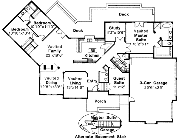 House Plan Design - European Floor Plan - Main Floor Plan #124-133