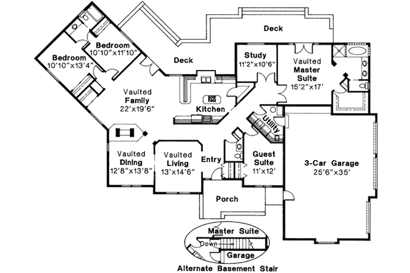 Home Plan - Floor Plan - Main Floor for European House Plan #124-133 - 4 bed, 2.5 bath