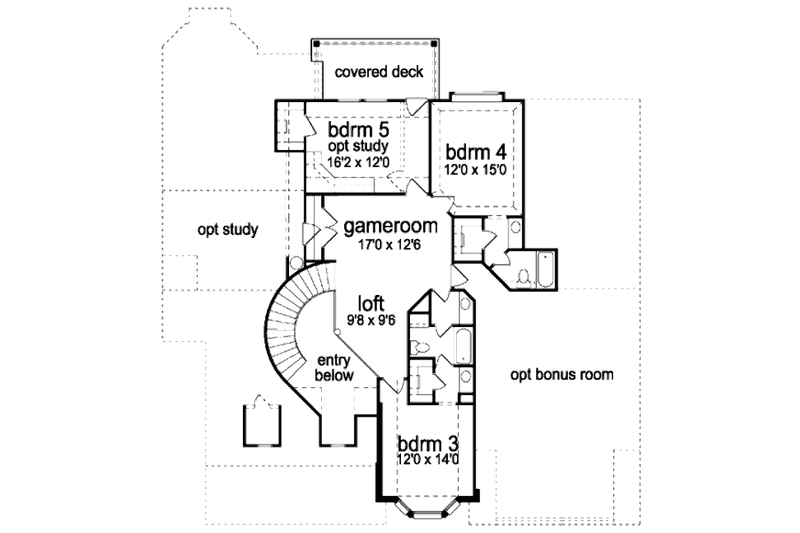 Home Plan - Floor Plan - Upper Floor for Colonial House Plan #84-421 - 5 bed, 4 bath