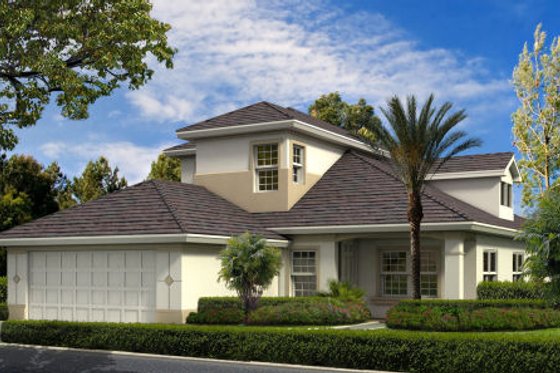 Exterior - Front Elevation for Mediterranean House Plan #420-227 - 4 bed, 2.5 bath