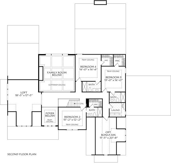 Traditional Floor Plan - Upper Floor Plan #927-1024