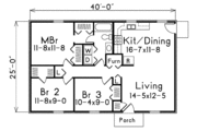 Traditional Style House Plan - 3 Beds 1 Baths 1000 Sq/Ft Plan #57-525 