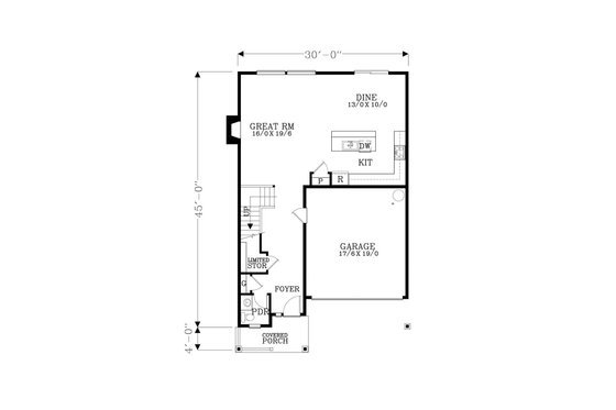 Floor Plan - Main Floor for Craftsman House Plan #53-474 - 4 bed, 235 bath