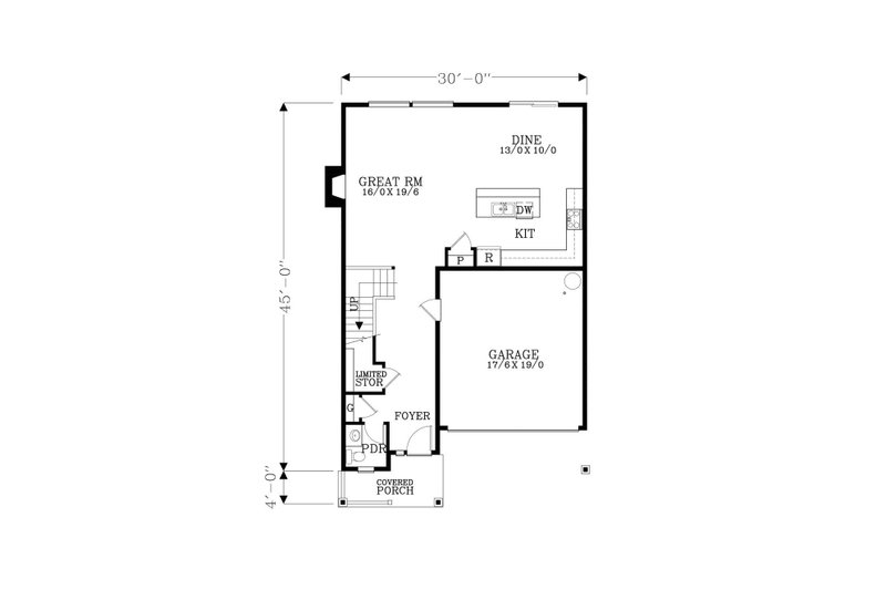 Architectural House Design - Floor Plan - Main Floor for Craftsman House Plan #53-474 - 4 bed, 235 bath