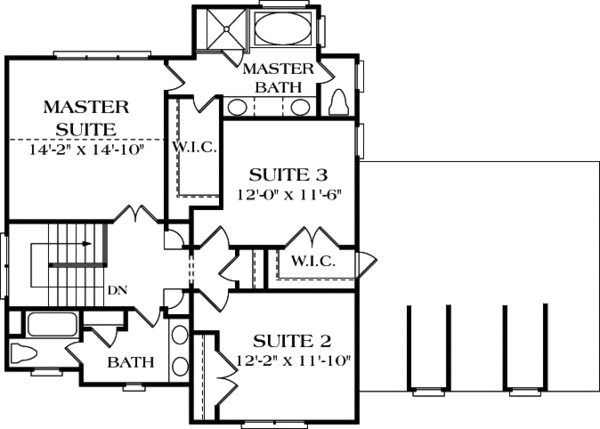 Colonial Floor Plan - Upper Floor Plan #453-77