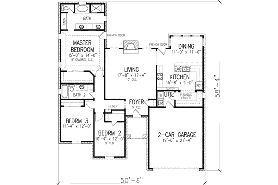 Floor Plan - Main Floor for European House Plan #410-321 - 3 bed, 2 bath