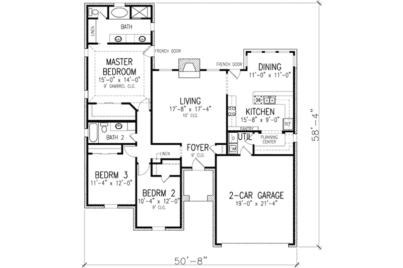 Home Plan - Floor Plan - Main Floor for European House Plan #410-321 - 3 bed, 2 bath