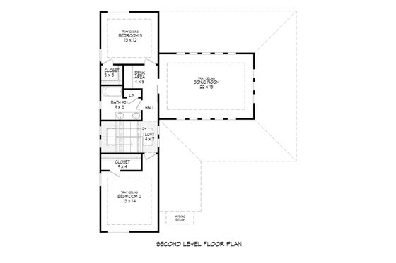 Floor Plan - Upper Floor for Contemporary House Plan #932-172 - 3 bed, 2 bath