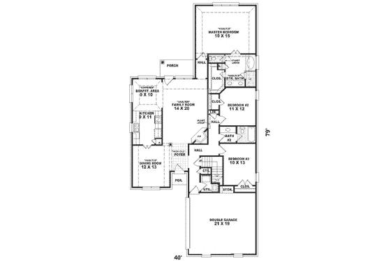 Floor Plan - Main Floor for Traditional House Plan #81-294 - 3 bed, 2 bath