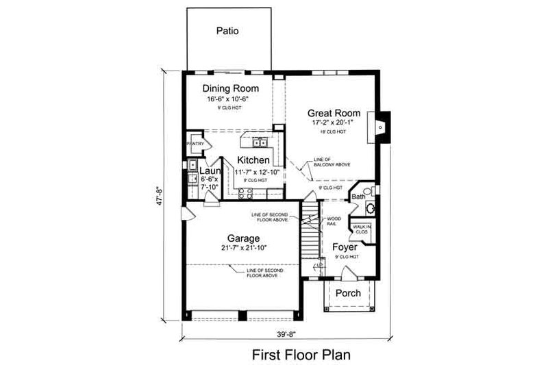 Architectural House Design - Floor Plan - Main Floor for Traditional House Plan #46-493 - 3 bed, 2.5 bath