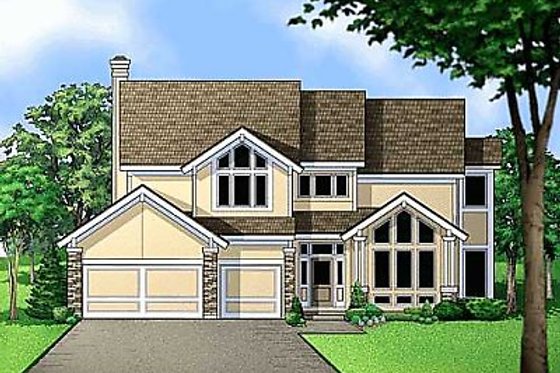 Exterior - Front Elevation for Modern House Plan #67-150 - 4 bed, 4 bath